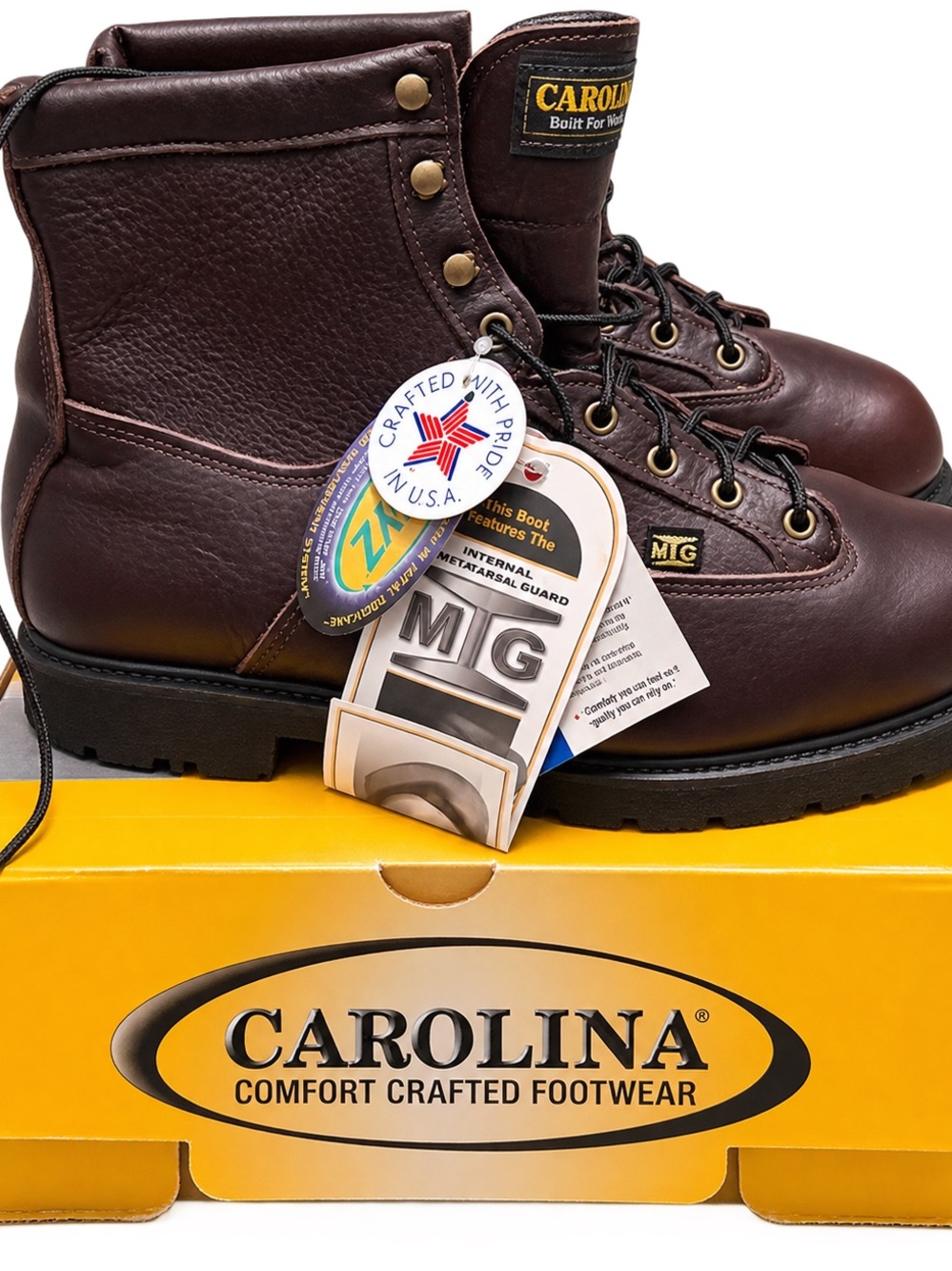 Carolina CA604 Work Boots Size 13 EE Wide USA Made Met Guard Leather NOS